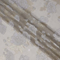 Grey French Silk Chiffon Fabric with Metallic Gold and Silver Floral Design, 110 cm Wide-D21670