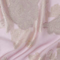 Light Pink French Silk Chiffon Fabric with Metallic Gold Floral Design, 110 cm Wide-D21672
