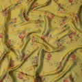 Yellow Silk Chiffon Fabric with Floral Print Design, 110 cm Wide-D21681