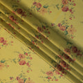 Yellow Silk Chiffon Fabric with Floral Print Design, 110 cm Wide-D21681