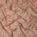 Light Peach Silk Chiffon Fabric with Floral Print Design, 110 cm Wide-D21683
