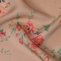 Light Peach Silk Chiffon Fabric with Floral Print Design, 110 cm Wide-D21683