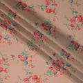 Light Peach Silk Chiffon Fabric with Floral Print Design, 110 cm Wide-D21683