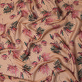 قماش شيفون حرير بلون الخوخ مع تصميم مطبوع بزهور جريئة، عرض 110 سم - D21684