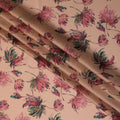 قماش شيفون حرير بلون الخوخ مع تصميم مطبوع بزهور جريئة، عرض 110 سم - D21684