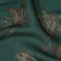 Emerald Green Silk Chiffon Fabric with Bold Floral Print Design, 110 cm Wide-D21685