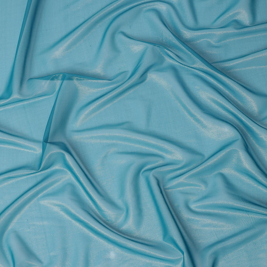 Sky Blue Silk Chiffon Fabric with Metallic Shine, 110 cm Wide-D21690