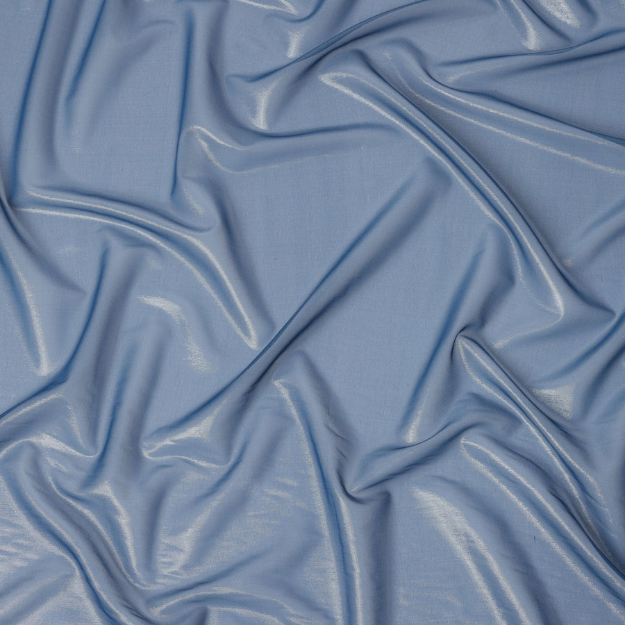 قماش شيفون حرير أزرق فولاذي لامع، عرض 110 سم - D21694