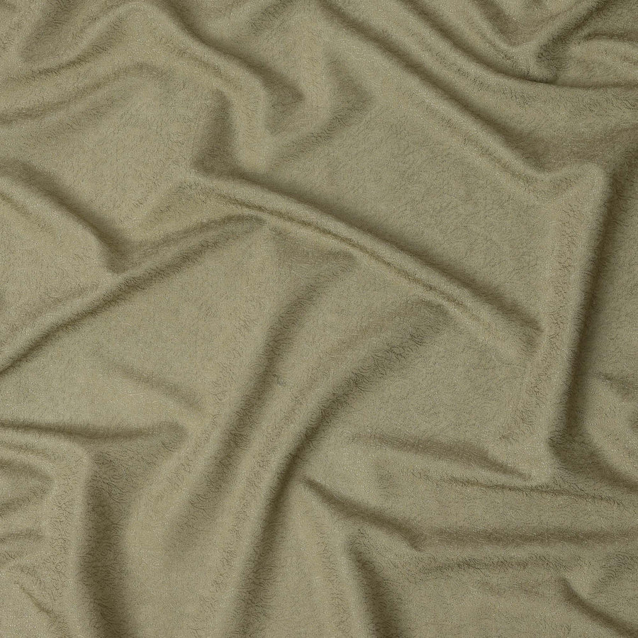 قماش توسار من الحرير الصناعي باللون الأخضر الزيتوني مع تطريز بنفس الدرجة اللونية - عرض 110 سم - D21740