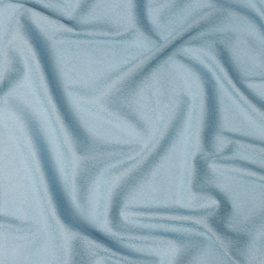 Sky Blue Tussar Silk Fabric with Tone-on-Tone Embroidery – 110 cm Width-D21741