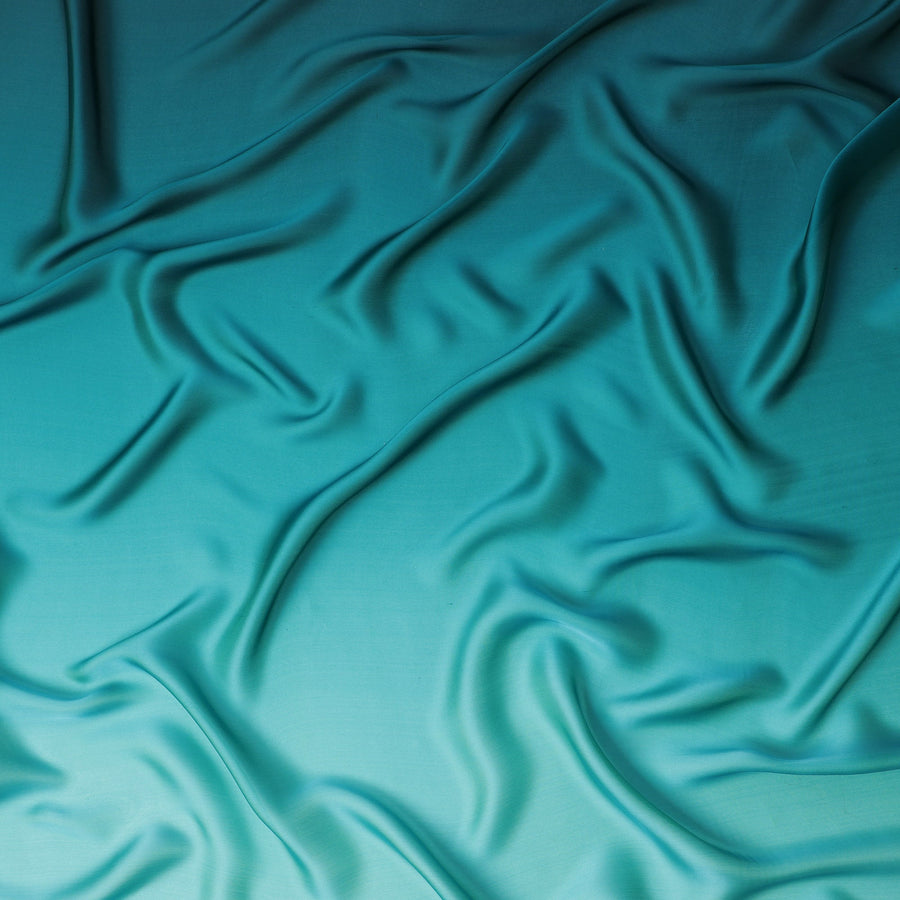 Teal and Aqua Pure Plain Silk Chiffon Fabric – 110 cm Width-D21749