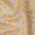 Mustard Yellow Tussar Silk Fabric with Pastel Floral Embroidery – 110 cm Width-D21757