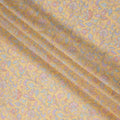 Mustard Yellow Tussar Silk Fabric with Pastel Floral Embroidery – 110 cm Width-D21757