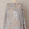 Silver Beige Fransawi Silk Chiffon Dirac Fabric with Metallic Lurex in Abstract Design, 3.5 MetersX140 Cms-D21770