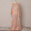 Peach Fransawi Dirac Silk Chiffon Fabric with Metallic Lurex in Floral  Design, 3.5 MetersX140 Cms-D21771