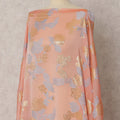 Peach Fransawi Dirac Silk Chiffon Fabric with Metallic Lurex in Floral  Design, 3.5 MetersX140 Cms-D21771