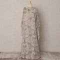 Beige Fransawi Dirac Silk Chiffon Fabric with Metallic Lurex in Abstract Design, 3.5 MetersX140 Cms-D21772