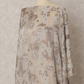 Beige Fransawi Dirac Silk Chiffon Fabric with Metallic Lurex in Abstract Design, 3.5 MetersX140 Cms-D21772