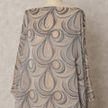 Beige Fransawi Dirac Silk Chiffon Fabric with Metallic Lurex in Abstract Design, 3.5 MetersX140 Cms-D21773
