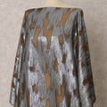 Silver and Olive Brown Fransawi Dirac Silk Chiffon Fabric with Metallic Lurex in Abstract Design – 3.5 MetersX140 Cms-D21776 Regal Fabrics