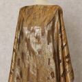 Gold and Olive Brown Fransawi Dirac Silk Chiffon Fabric with Metallic Lurex in Abstract Design – 3.5 MetersX140 Cms-D21777