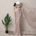 Dusty Rose & Grey Premium Silk Organza Saree – 5.5 Meters, Elegant Embroidery-D21859