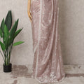 Dusty Rose & Grey Premium Silk Organza Saree – 5.5 Meters, Elegant Embroidery-D21859