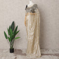Champagne & Grey Premium Silk Organza Saree – 5.5 Meters, Elegant Embroidery-D21860