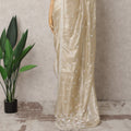Champagne & Grey Premium Silk Organza Saree – 5.5 Meters, Elegant Embroidery-D21860