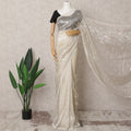 Ivory & Grey Premium Silk Organza Saree – 5.5 Meters, Elegant Embroidery-D21861