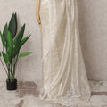 Ivory & Grey Premium Silk Organza Saree – 5.5 Meters, Elegant Embroidery-D21861