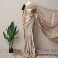 Champagne Gold Premium Silk Zardosi Work Saree – 5.5 Meters, Exquisite Detailing-D21862