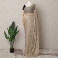 Champagne Gold Premium French Metallic Chantilly Lace Saree – 5.5 Meters, Elegant Design-D21865