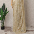 Gold Premium French Metallic Chantilly Lace Saree – 5.5 Meters, Elegant Design-D21867