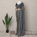 Slate Grey Premium French Chantilly Lace Saree with Stone Work – 5.5 Meters-D21877