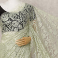 Pastel Green Premium French Chantilly Lace Saree with Stone Work – 5.5 Meters-D21878