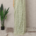 Pastel Green Premium French Chantilly Lace Saree with Stone Work – 5.5 Meters-D21878