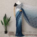 Blue & White Ombre Premium French Chantilly Lace Saree – 5.5 Meters-D21880