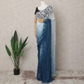 Blue & White Ombre Premium French Chantilly Lace Saree – 5.5 Meters-D21880