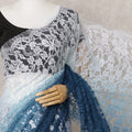 Blue & White Ombre Premium French Chantilly Lace Saree – 5.5 Meters-D21880