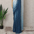 Blue & White Ombre Premium French Chantilly Lace Saree – 5.5 Meters-D21880