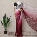 Wine Pink & Light Pink Ombre Premium French Chantilly Lace Saree – 5.5 Meters-D21882