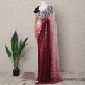 Wine Pink & Light Pink Ombre Premium French Chantilly Lace Saree – 5.5 Meters-D21882