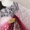 Wine Pink & Light Pink Ombre Premium French Chantilly Lace Saree – 5.5 Meters-D21882