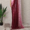 Wine Pink & Light Pink Ombre Premium French Chantilly Lace Saree – 5.5 Meters-D21882