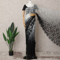 Black & Grey Ombre Premium French Chantilly Lace Saree – 5.5 Meters-D21885