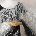 Black & Grey Ombre Premium French Chantilly Lace Saree – 5.5 Meters-D21885