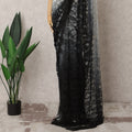 Black & Grey Ombre Premium French Chantilly Lace Saree – 5.5 Meters-D21885