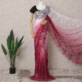 Rose Pink & Magenta Ombre Premium French Chantilly Lace Saree – 5.5 Meters-D21887