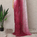 Rose Pink & Magenta Ombre Premium French Chantilly Lace Saree – 5.5 Meters-D21887